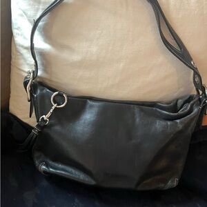 Coach Black Leather Shoulder Bag with Slouchy Design